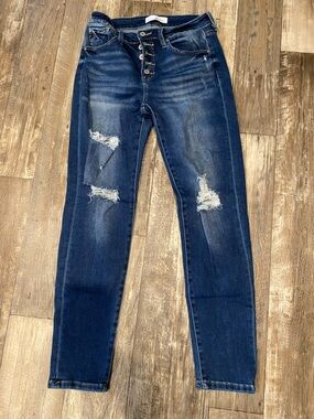 KanCan Dark Blue Distressed Skinny Jeans
